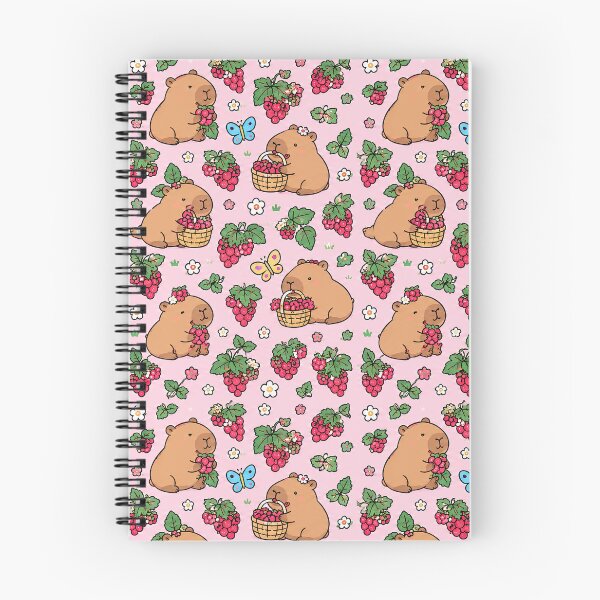 Item preview, Capybara Raspberry Garden Pattern designed and sold by Soft Berry Studio.