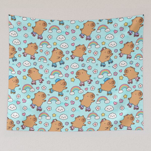 Item preview, Capybara Roller Skating Pattern designed and sold by Soft Berry Studio.