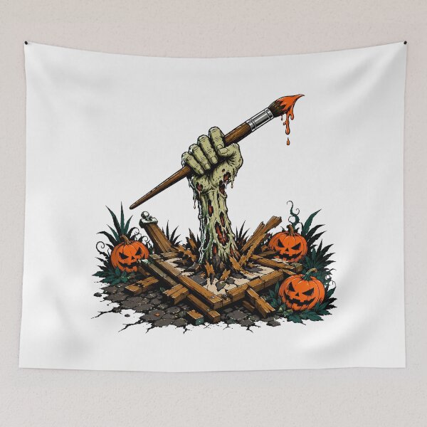 Item preview, Zombie Painter Halloween Paintbrush Creepy Spooky Craft designed and sold by chattsuede.
