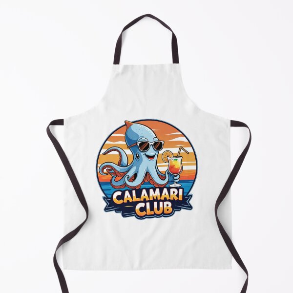 Aperçu de l'œuvre T-shirt Calamari Club | T-shirt pieuvre rigolote avec lunettes de soleil | Cadeau humoristique sur le thème des calamars pour hommes et femmes | Haut idéal pour les vacances d'été à la plage créée et vendue par Aetheriaworld.