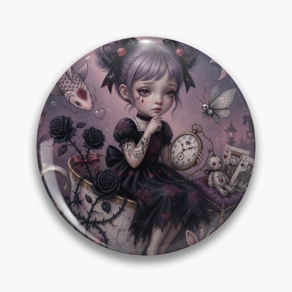 Item preview, Where Time Stands Still– Pop Surrealism Art, Gothic Cute Girl, Dark Whimsical Illustration designed and sold by Piagor.