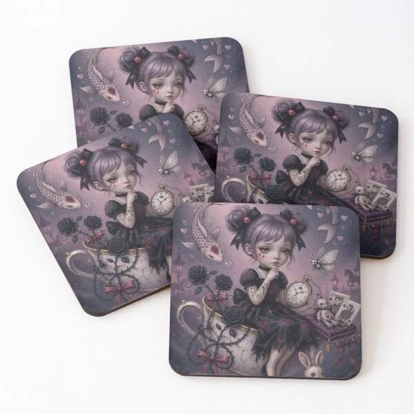 Item preview, Where Time Stands Still– Pop Surrealism Art, Gothic Cute Girl, Dark Whimsical Illustration designed and sold by Piagor.