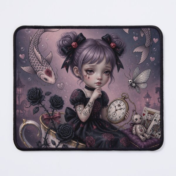 Item preview, Where Time Stands Still– Pop Surrealism Art, Gothic Cute Girl, Dark Whimsical Illustration designed and sold by Piagor.