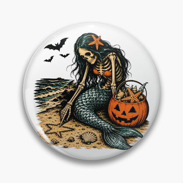 Item preview, Spooky Skeleton Mermaid Beach Halloween Gothic Fantasy designed and sold by chattsuede.