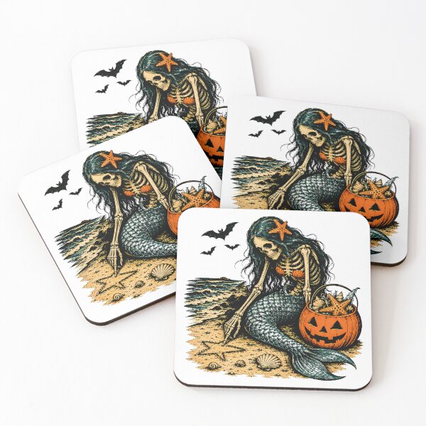 Item preview, Spooky Skeleton Mermaid Beach Halloween Gothic Fantasy designed and sold by chattsuede.