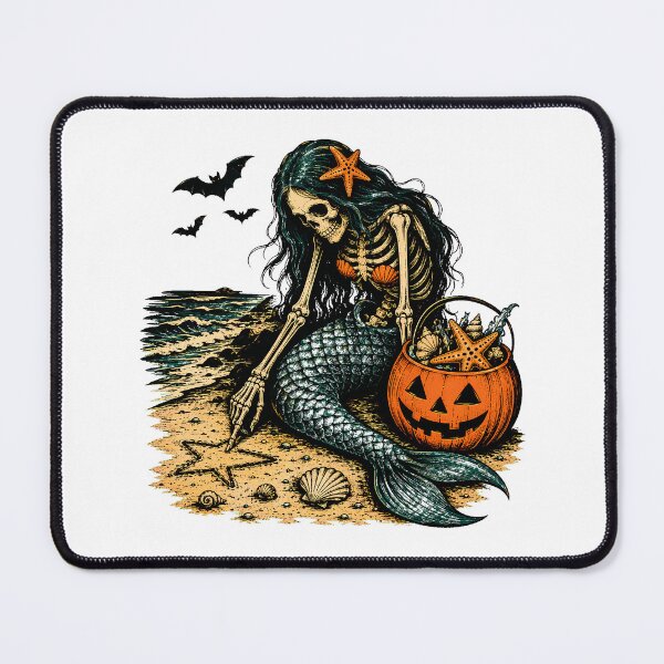 Item preview, Spooky Skeleton Mermaid Beach Halloween Gothic Fantasy designed and sold by chattsuede.