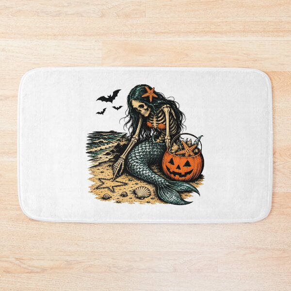Item preview, Spooky Skeleton Mermaid Beach Halloween Gothic Fantasy designed and sold by chattsuede.