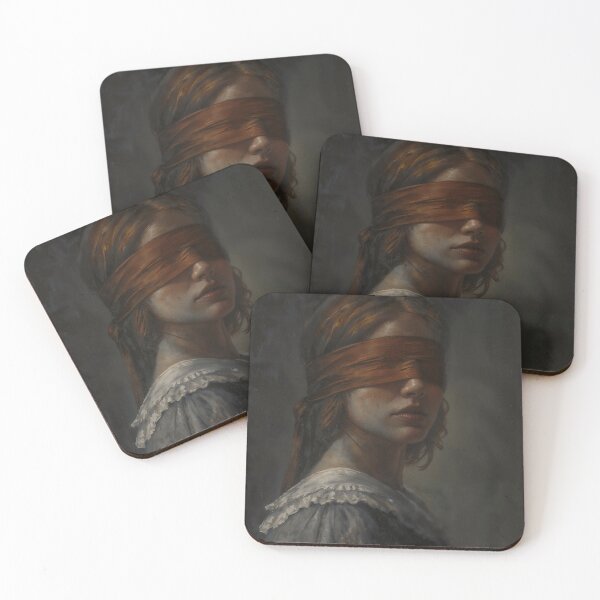 Item preview, Gothic Blindfolded Woman Portrait In Shadows Painting designed and sold by DarkHolyQueen.