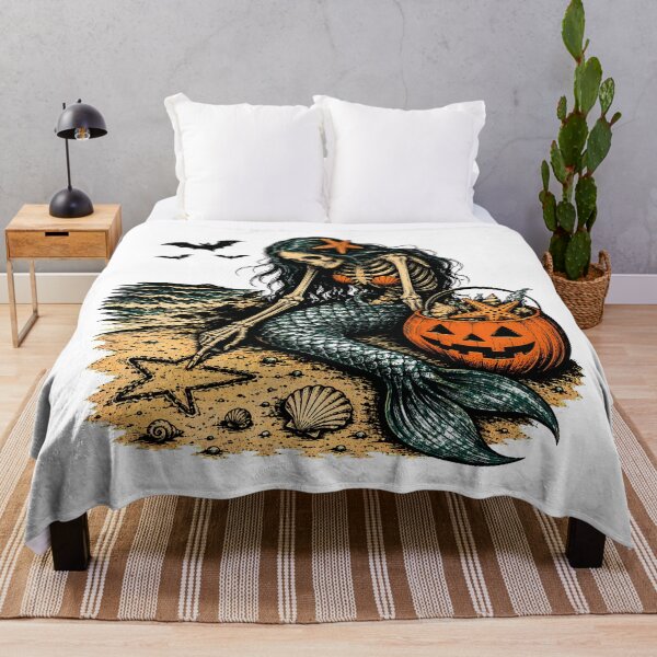 Item preview, Spooky Skeleton Mermaid Beach Halloween Gothic Fantasy designed and sold by chattsuede.