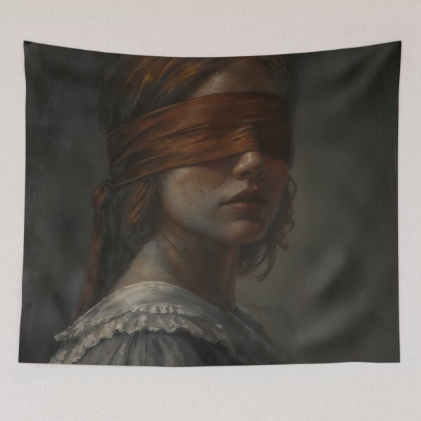 Item preview, Gothic Blindfolded Woman Portrait In Shadows Painting designed and sold by DarkHolyQueen.