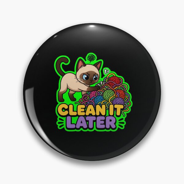 Item preview, Clean It Later Funny Cat Knitting Yarn Sticker designed and sold by Cat Meme Fund.