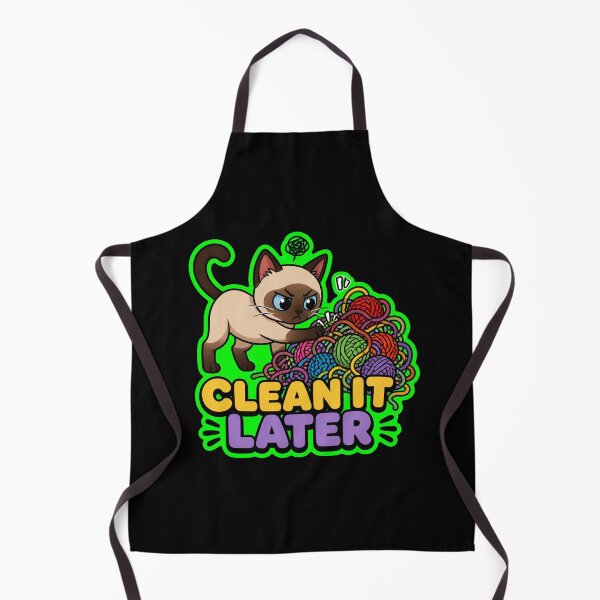 Item preview, Clean It Later Funny Cat Knitting Yarn Sticker designed and sold by Cat Meme Fund.