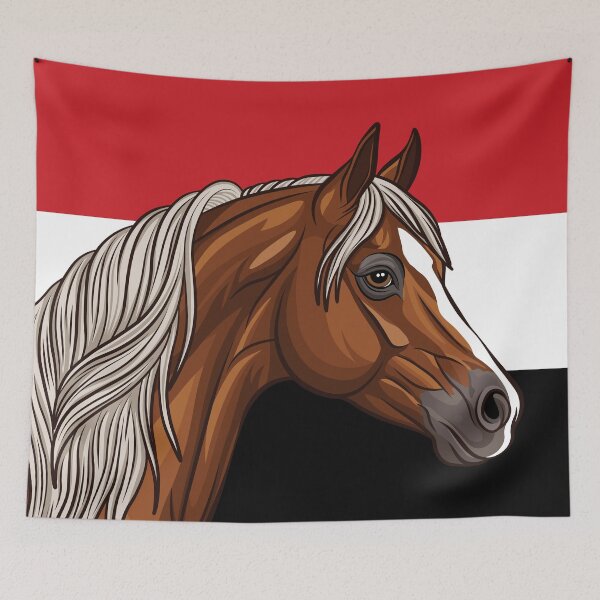 Item preview, An Abu' Urquob horse and the flag of Yemen designed and sold by Cheval-de-coeur.