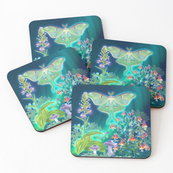 Item preview, Luna Moth, Columbine, Mushrooms, Fringed Orchid Moonscape designed and sold by Jedi-Artist.