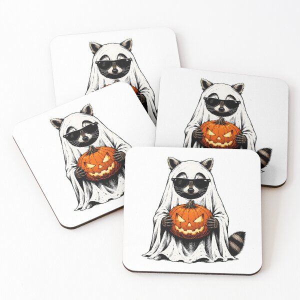 Item preview, Ghost Raccoon With Sunglasses Spooky Halloween Pumpkin designed and sold by chattsuede.