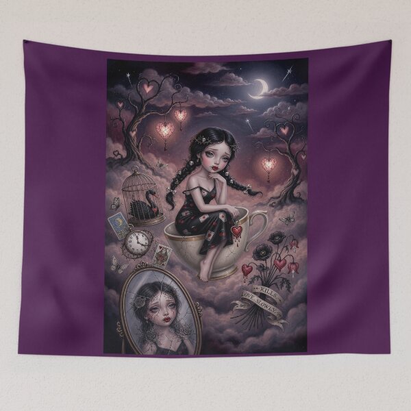 Item preview, Love Kills Slowly – Pop Surrealism Art, Gothic Cute Girl, Dark Whimsical Illustration designed and sold by Piagor.