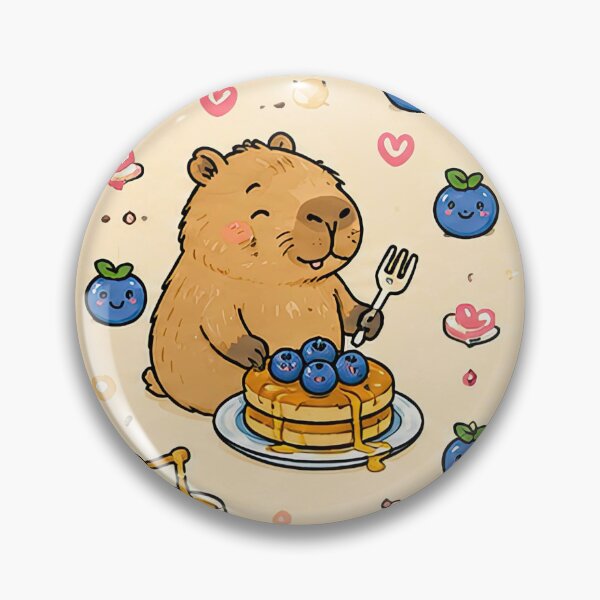 Item preview, Cute Capybara Blueberry Pancake Pattern designed and sold by Soft Berry Studio.