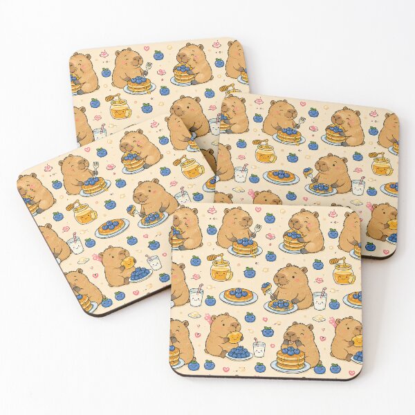 Item preview, Cute Capybara Blueberry Pancake Pattern designed and sold by Soft Berry Studio.