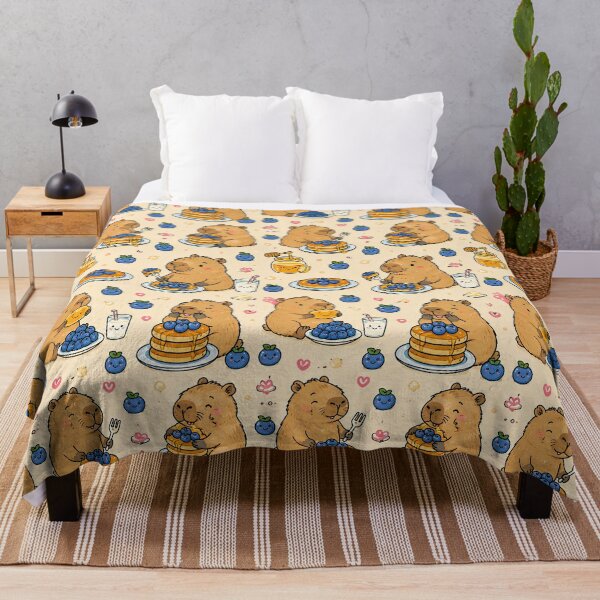 Item preview, Cute Capybara Blueberry Pancake Pattern designed and sold by Soft Berry Studio.