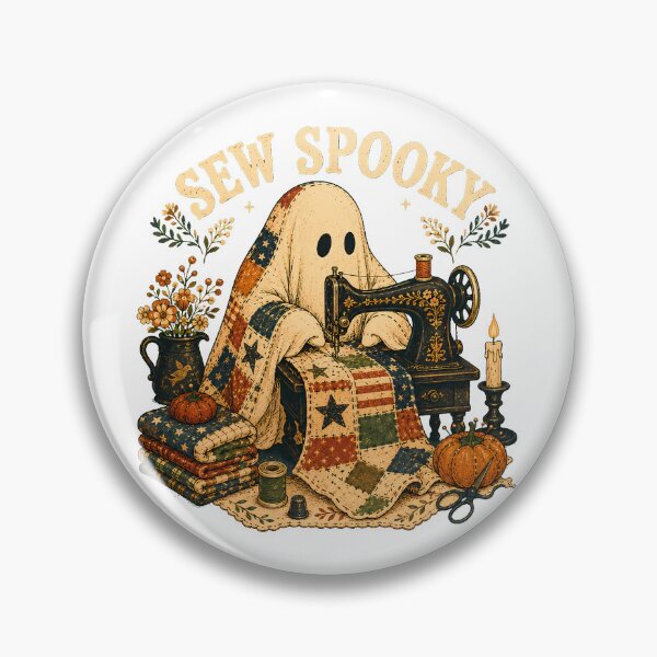 Item preview, Spooky Quilting Ghost Cottagecore Halloween Crafter designed and sold by chattsuede.