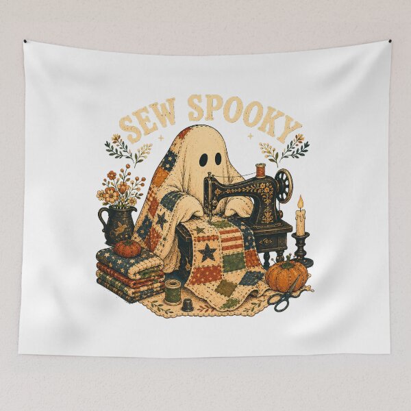 Item preview, Spooky Quilting Ghost Cottagecore Halloween Crafter designed and sold by chattsuede.