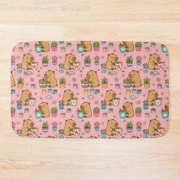 Item preview, Cute Capybara Flower Pot Painting Pattern designed and sold by Soft Berry Studio.
