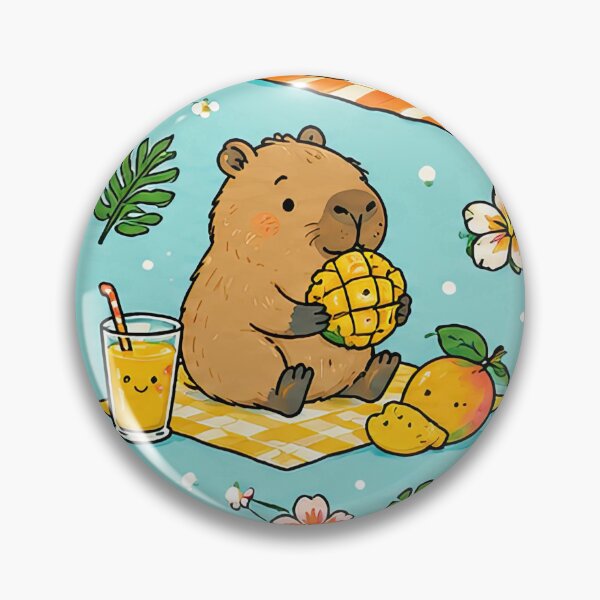 Item preview, Cute Capybara Mango Picnic Pattern designed and sold by Soft Berry Studio.