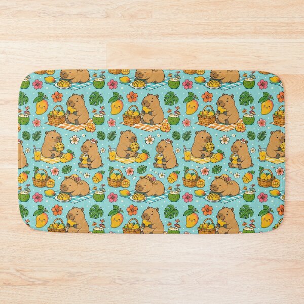 Item preview, Cute Capybara Mango Picnic Pattern designed and sold by Soft Berry Studio.