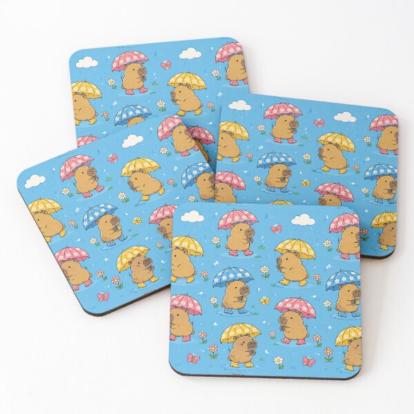 Item preview, Cute Capybara Flower Umbrella Pattern designed and sold by Soft Berry Studio.