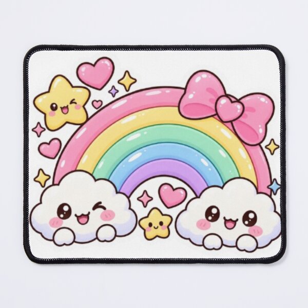 Item preview, Cute Kawaii Rainbow Sticker | Pastel Rainbow with Smiling Clouds & Hearts designed and sold by Vegasstickers.