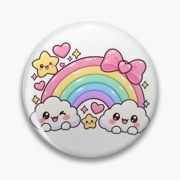 Item preview, Cute Kawaii Rainbow Sticker | Pastel Rainbow with Smiling Clouds & Hearts designed and sold by Vegasstickers.