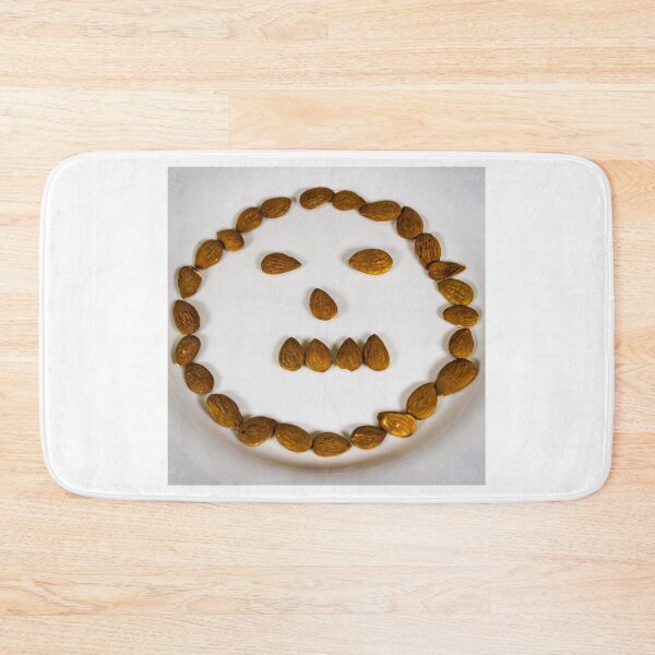 Item preview, Almond Smiley Face On White Plate — Healthy Snack Art From Nuts designed and sold by Nmallia.