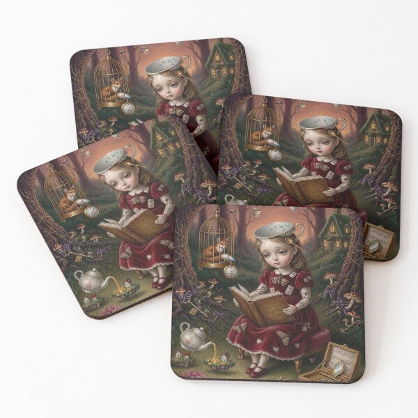 Item preview, Tea Time in the Enchanted Forest – Pop Surrealism, Victorian Girl, Whimsical Storybook Art designed and sold by Piagor.