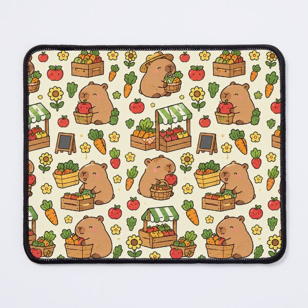 Item preview, Cute Capybara Farmers Market Pattern designed and sold by Soft Berry Studio.