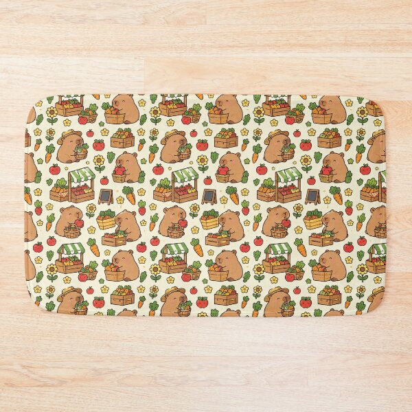 Item preview, Cute Capybara Farmers Market Pattern designed and sold by Soft Berry Studio.