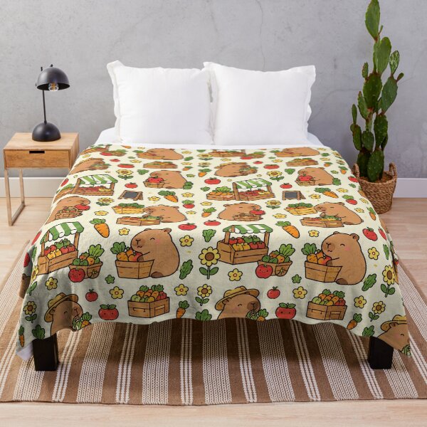 Item preview, Cute Capybara Farmers Market Pattern designed and sold by Soft Berry Studio.
