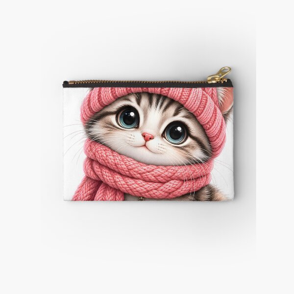 Item preview, Cute Winter Kitten in Pink Hat and Scarf designed and sold by TinyWeird.