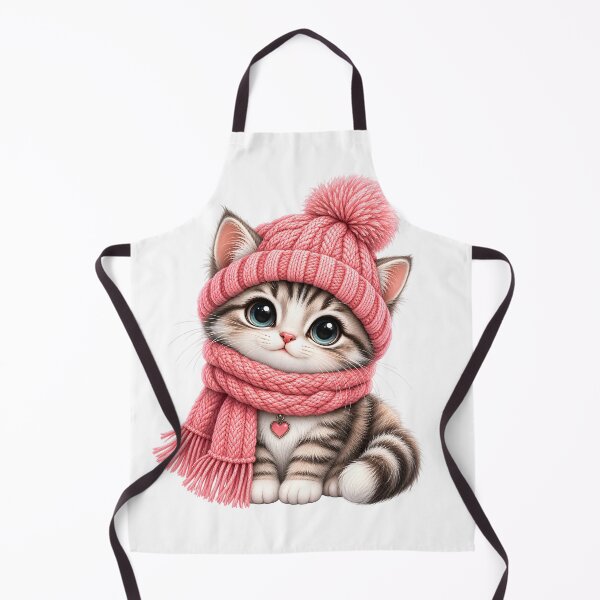 Item preview, Cute Winter Kitten in Pink Hat and Scarf designed and sold by TinyWeird.