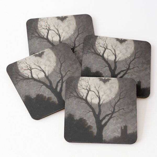 Item preview, Gothic Full Moon With Flying Bat Painting designed and sold by DarkHolyQueen.