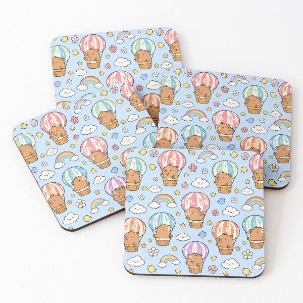 Item preview, Cute Capybara Hot Air Balloon Pattern designed and sold by Soft Berry Studio.