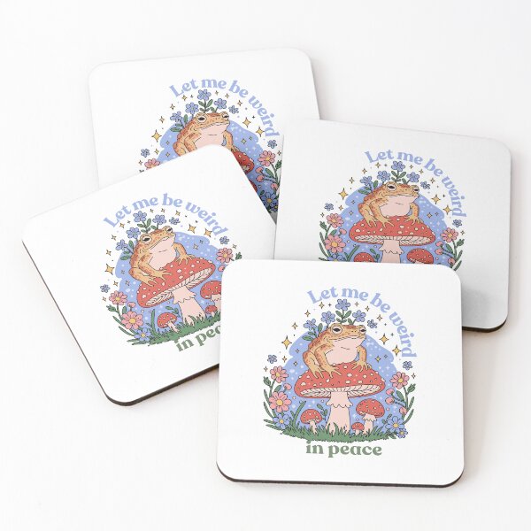 Item preview, Frog on Mushroom — “Let Me Be Weird in Peace” Whimsical Forest Art designed and sold by Krasnovaovaova.