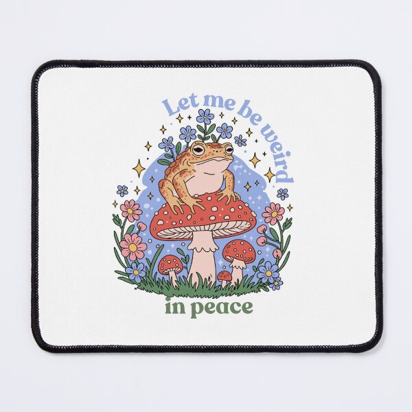 Item preview, Frog on Mushroom — “Let Me Be Weird in Peace” Whimsical Forest Art designed and sold by Krasnovaovaova.