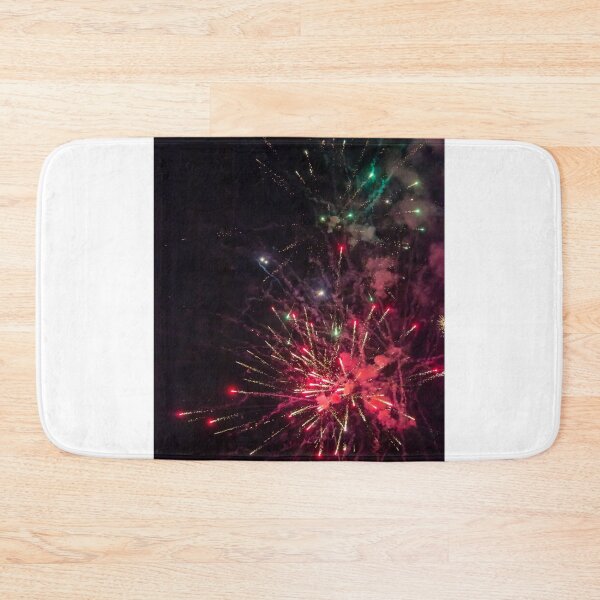 Item preview, Colorful Fireworks Explosion Over Night Sky Celebrating Holiday Event With Red Green Sparks And Smoke designed and sold by Nmallia.