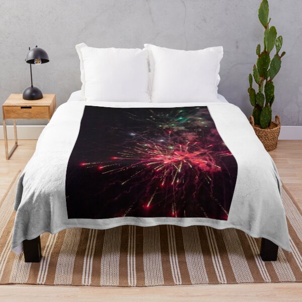 Item preview, Colorful Fireworks Explosion Over Night Sky Celebrating Holiday Event With Red Green Sparks And Smoke designed and sold by Nmallia.