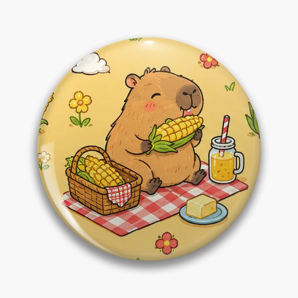 Item preview, Cute Capybara Corn Picnic Pattern designed and sold by Soft Berry Studio.