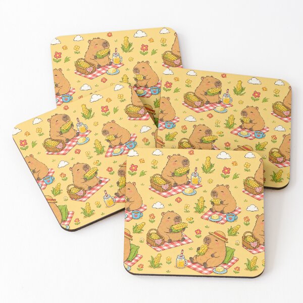 Item preview, Cute Capybara Corn Picnic Pattern designed and sold by Soft Berry Studio.