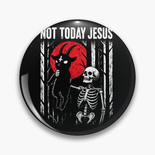 Item preview, On Back Not Today Jesus Dark Horror Goat Skeleton Halloween designed and sold by Trippy-Toad.