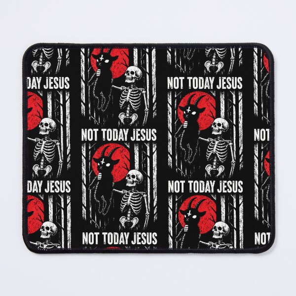 Item preview, On Back Not Today Jesus Dark Horror Goat Skeleton Halloween designed and sold by Trippy-Toad.