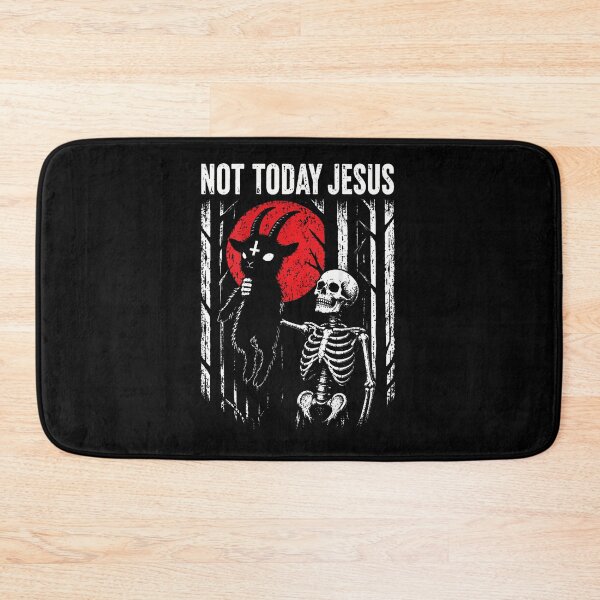 Item preview, On Back Not Today Jesus Dark Horror Goat Skeleton Halloween designed and sold by Trippy-Toad.