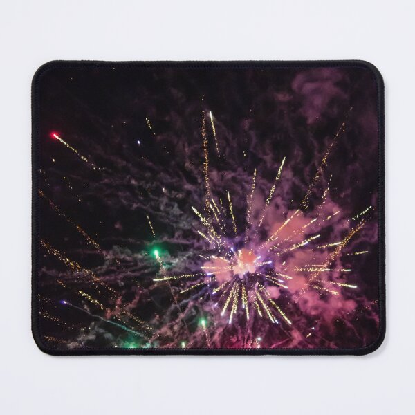 Item preview, Colorful Fireworks Explosion Over Night Sky Celebrating Holiday Event With Red Green Sparks And Smoke designed and sold by Nmallia.